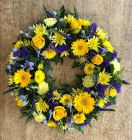 Yellow and purple wreath